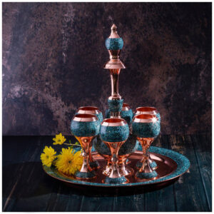 The turquoise inlaying(FiroozeKoobi) sake set