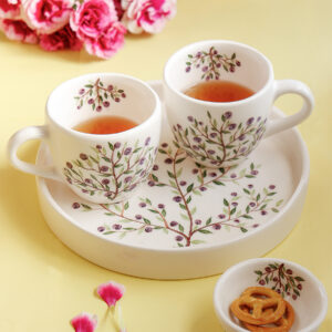 purple golriz flower cramic Coffee and tea Set